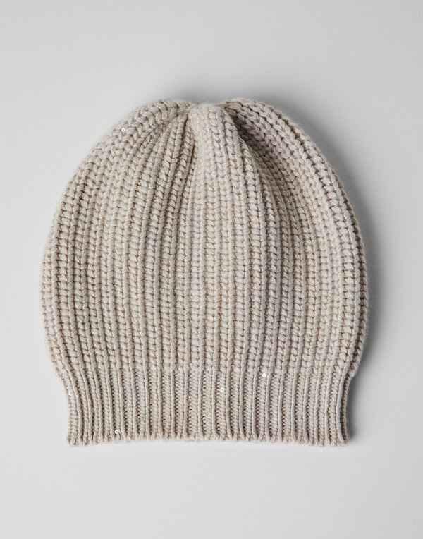 Knit beanie Cool Beige Woman - Brunello Cucinelli