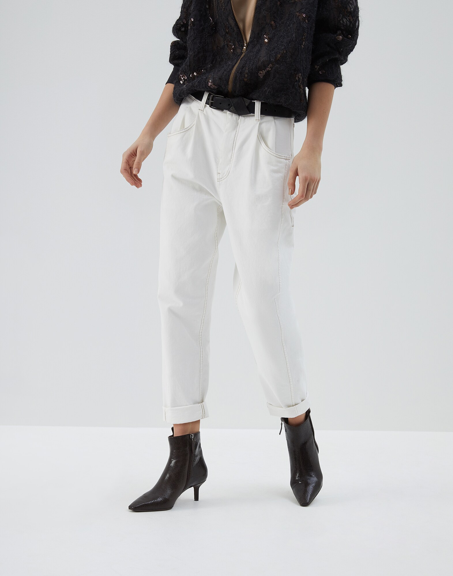 Denim Trousers White Woman 0 - Brunello Cucinelli