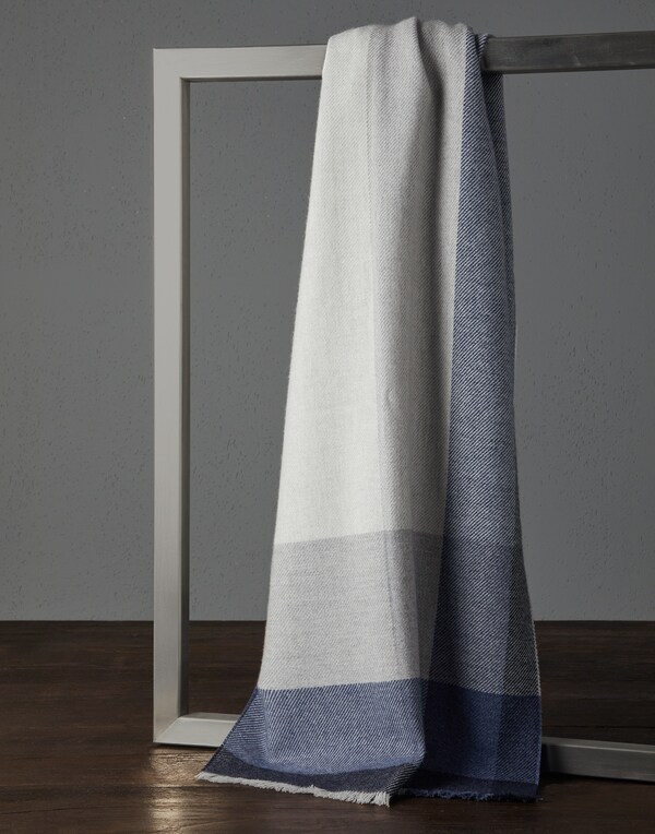 Wool and cashmere scarf Blue Man - Brunello Cucinelli 